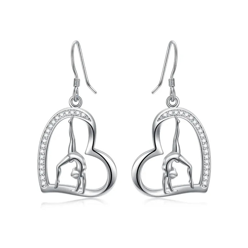 Gymnastics Sterling Silver Flipping Gymnast Team Gymnastics Fashion Earrings Jewelry for Teen Girls Gifts