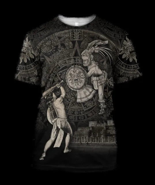 Men Fashion Round Neck Short Sleeve Printed Large Size Loose T-Shirt