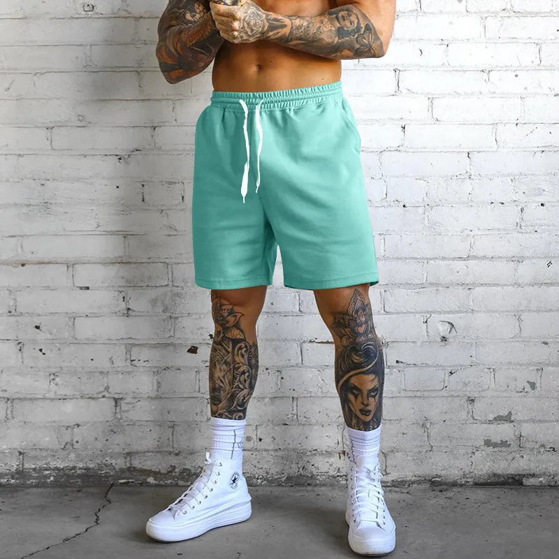 Men Casual Solid Color Straight Loose Sports Shorts