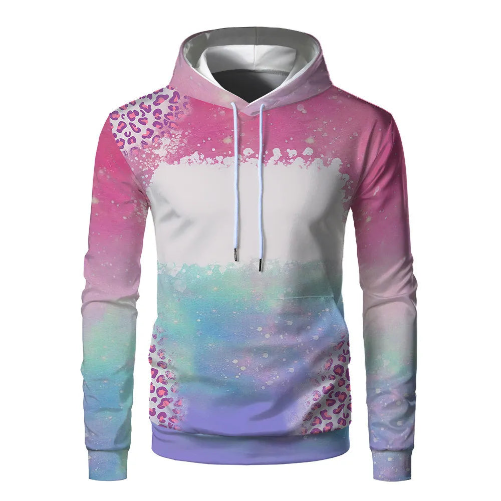 Men Fashion Color Matching Hooded Long-Sleeved Loose Hoodies
