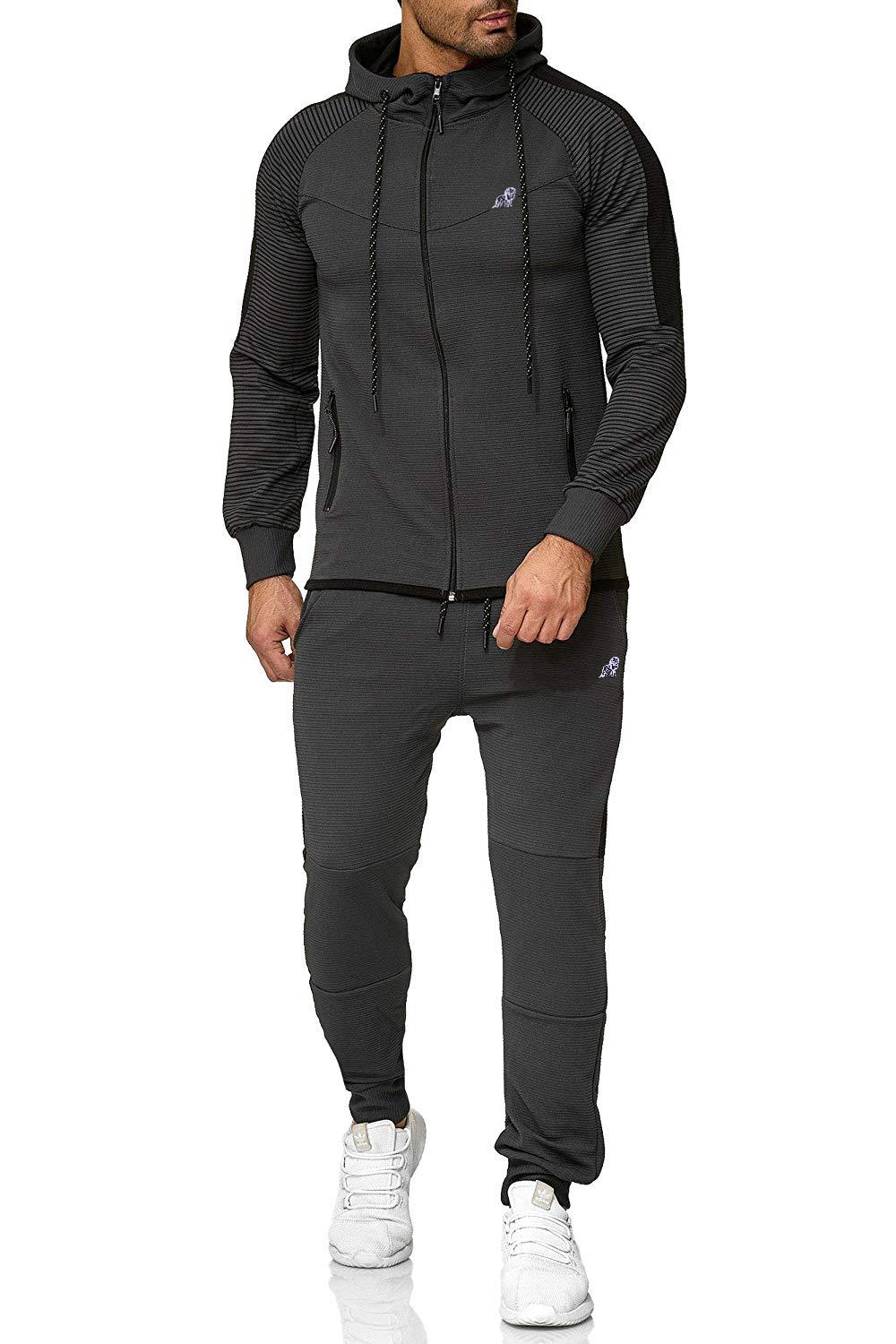 Long Sleeve Hat Rope Pocket Design Stripe Printed Zipper Hoodie And Drawstring Waist jogger Pants Two-Piece Set