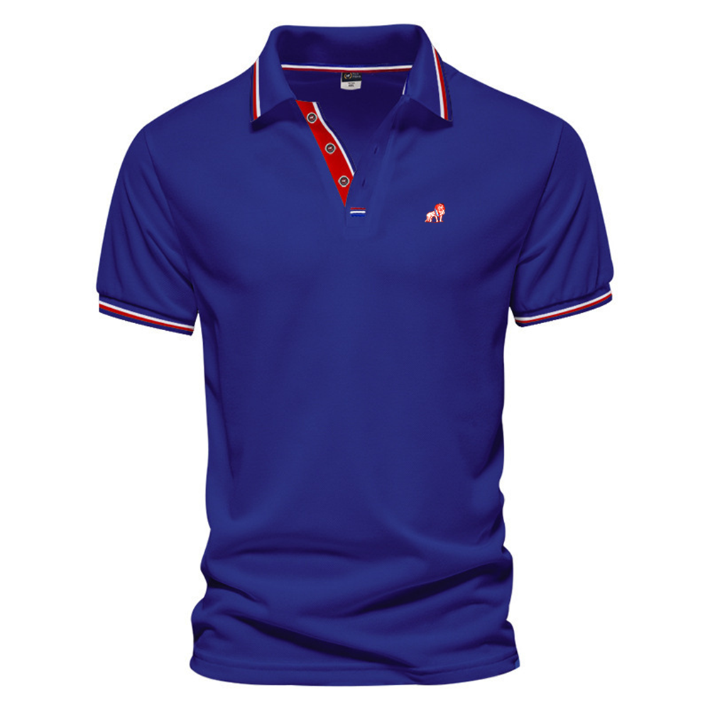 Coordinated Men'S Casual Basic Color Matching Lapel Short-Sleeved Polo Shirt