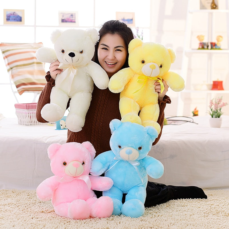 50cm Creative Light Up LED Teddy Bear Stuffed Animals Plush Toy Colorful Glowing Christmas Gift for Kids Pillow