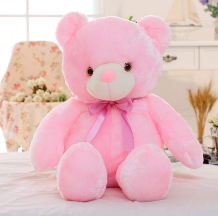 50cm Creative Light Up LED Teddy Bear Stuffed Animals Plush Toy Colorful Glowing Christmas Gift for Kids Pillow