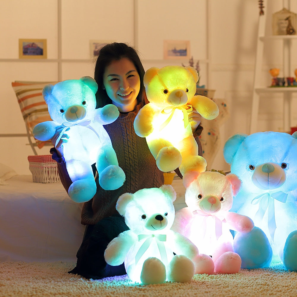 50cm Creative Light Up LED Teddy Bear Stuffed Animals Plush Toy Colorful Glowing Christmas Gift for Kids Pillow