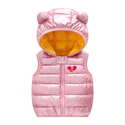 Children Warm Down Vest Autumn Baby Boys Girls Sleeveless Waistcoat Kids Outerwear Vests Children Hooded Jackets