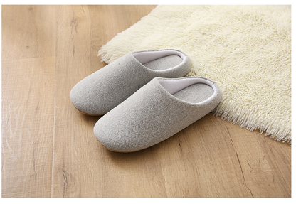 Men's Cotton Black autumn season Home Furnishing East indoor household warm slippers Muji soft bottom good anti-skid slippers