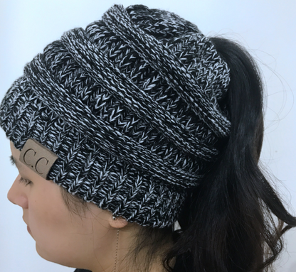 High Bun Ponytail Beanie Hat Chunky Soft Stretch Cable Knit Warm Fuzzy Lined Skull Beanie Acrylic Hats Men And Women