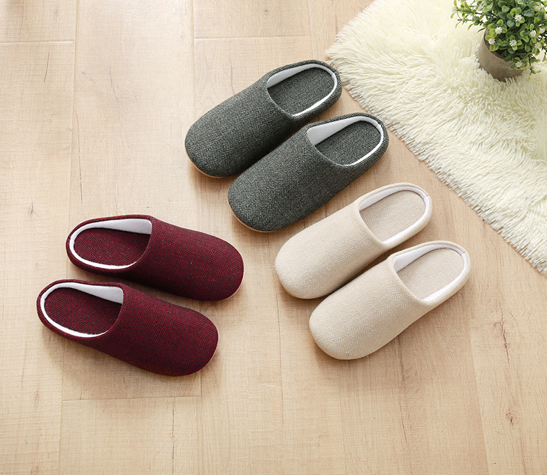 Men's Cotton Black autumn season Home Furnishing East indoor household warm slippers Muji soft bottom good anti-skid slippers