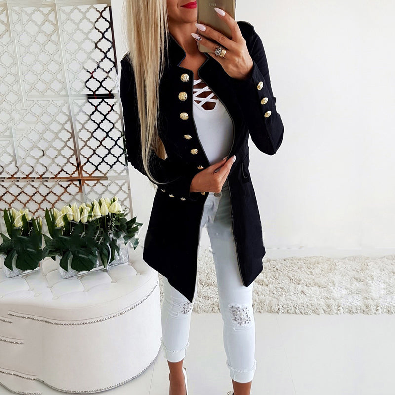 Long sleeved buttoned slim blazer