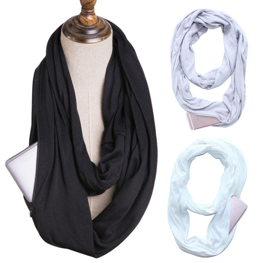 Multi-function Storage Zipper Scarf Multi-color Optional