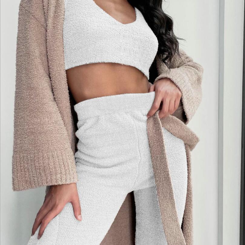 Long Sleeve Crop Tank Top Shorts Pajama Set