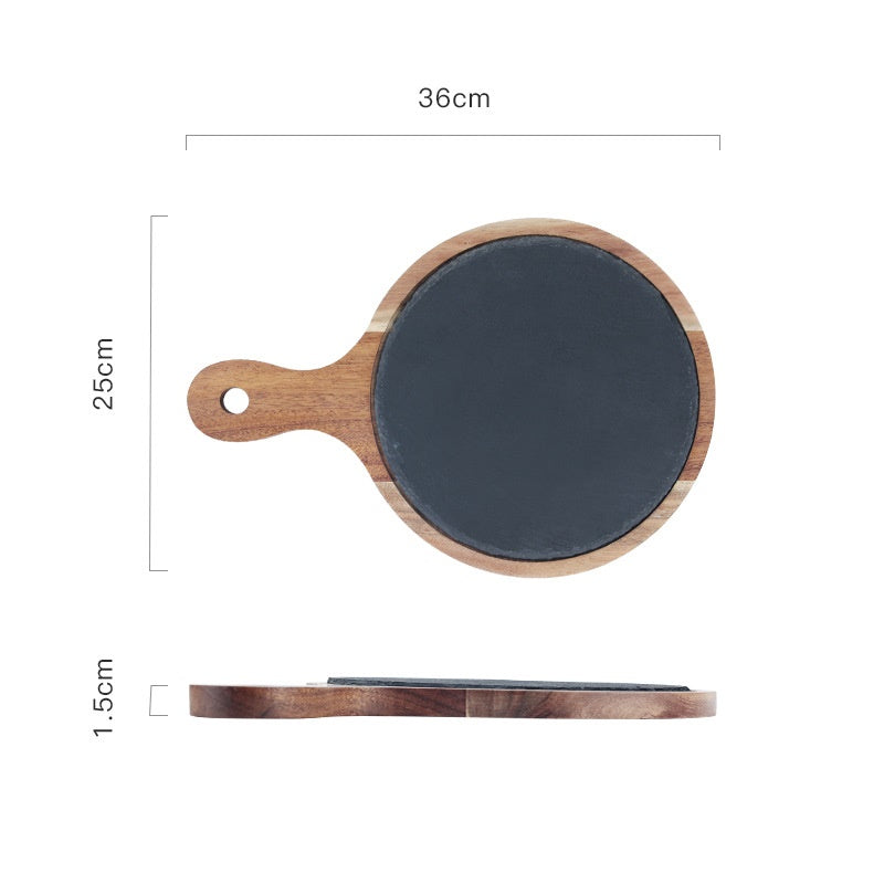 Black Wood Pizza Dish Wooden Plate