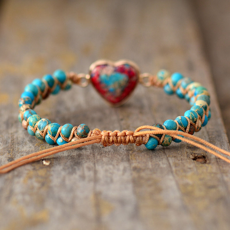 Red Emperor Stone Bracelet Peach Heart Love Bracelet Braided Bracelet