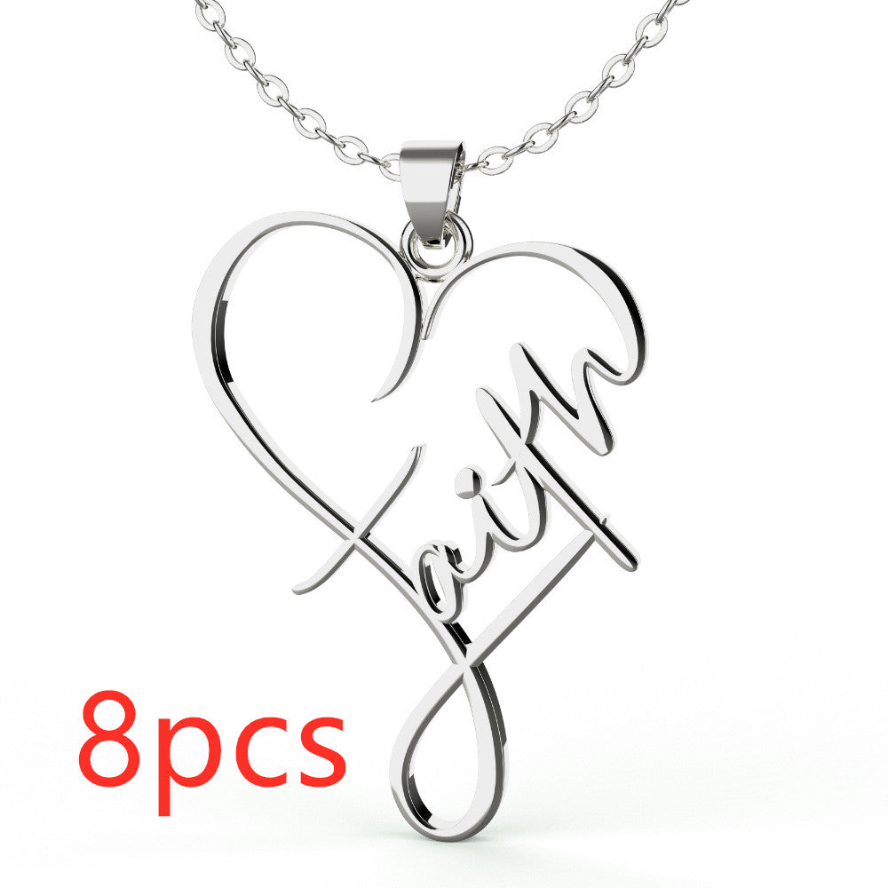 European And American Necklace Heart Of Faith Pendant