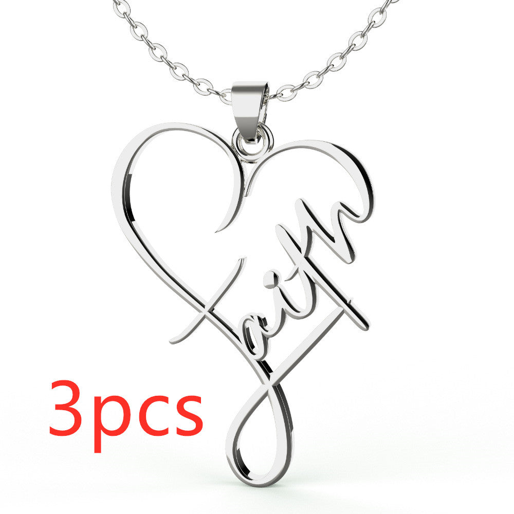 European And American Necklace Heart Of Faith Pendant