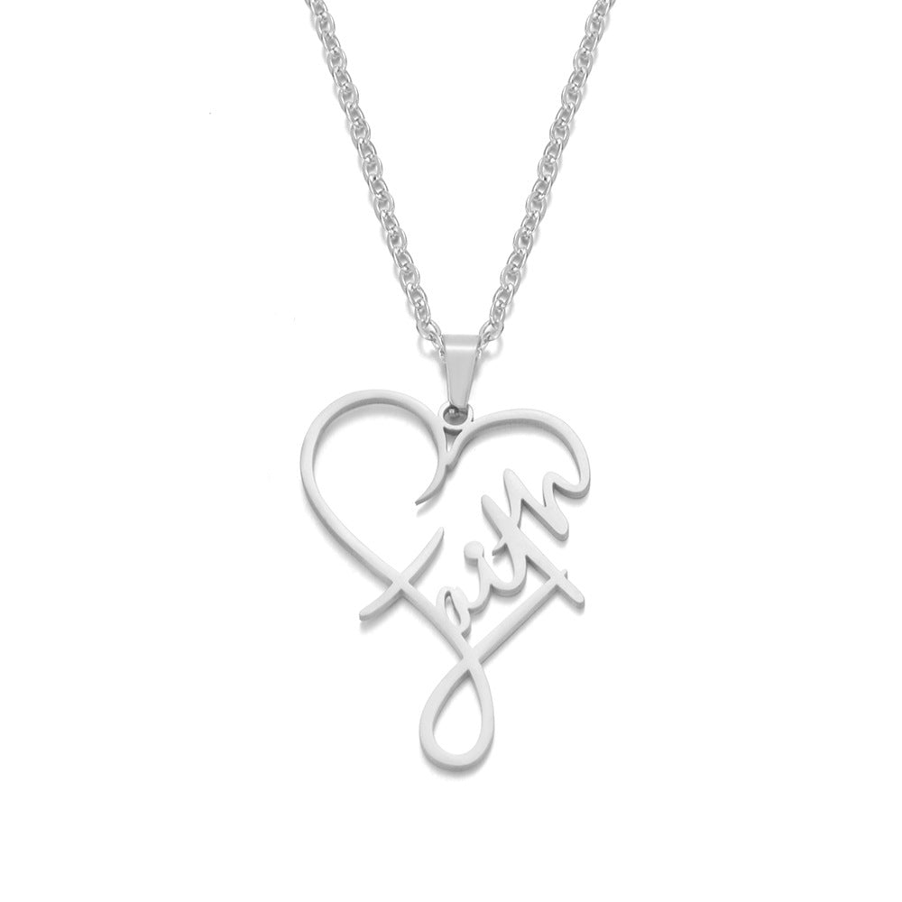 European And American Necklace Heart Of Faith Pendant