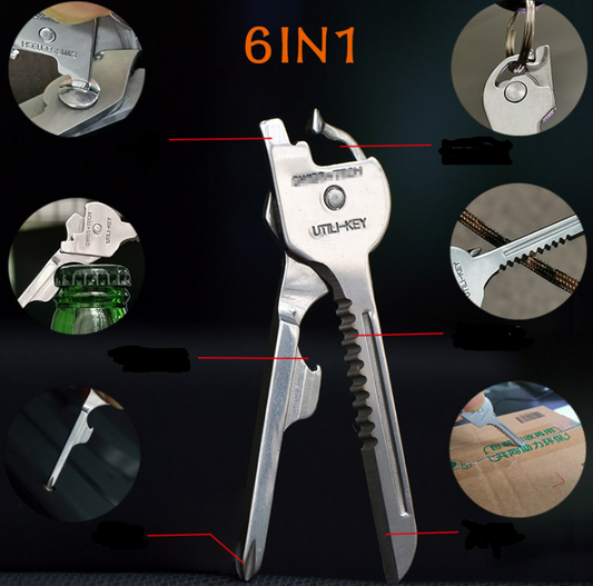 6 In 1 Mini Multifunction Foldable Knife Key Swiss Screwdriver Bottle Opener