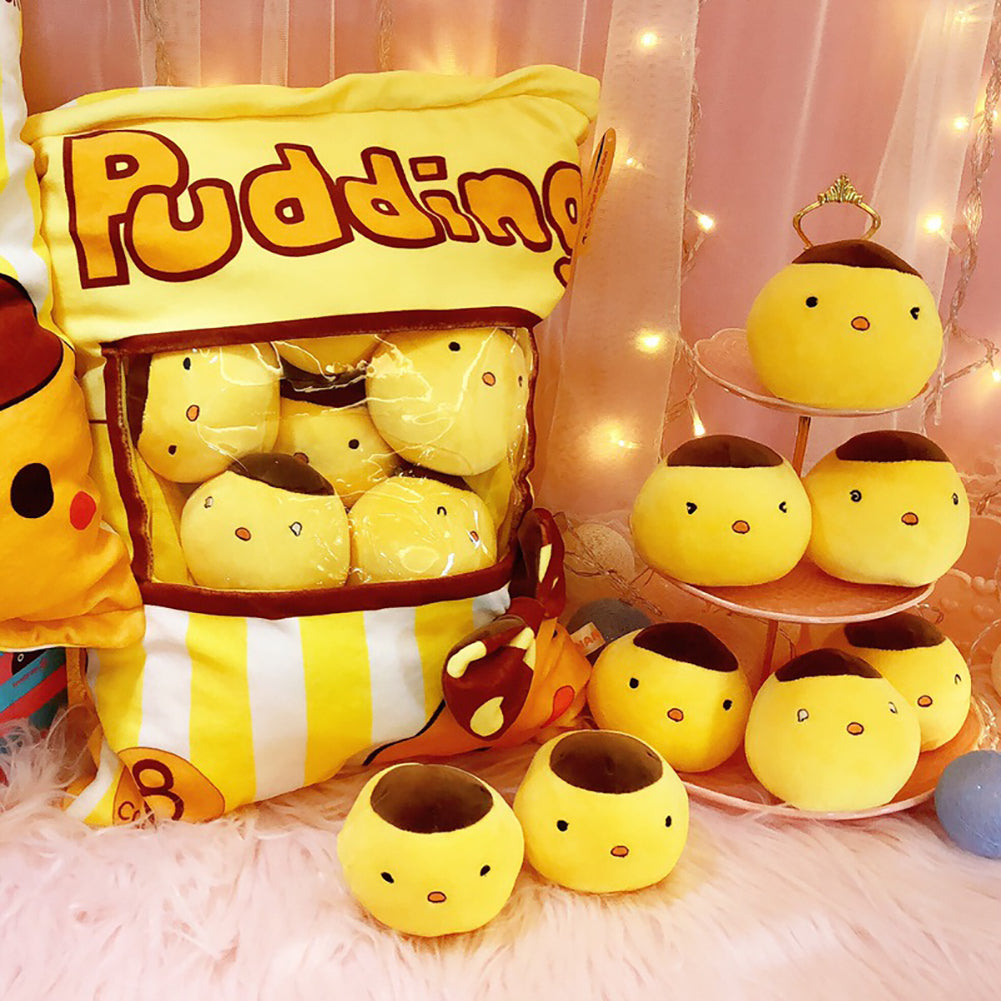 A Large Bag Of Snacks And Pillow Plush Toys