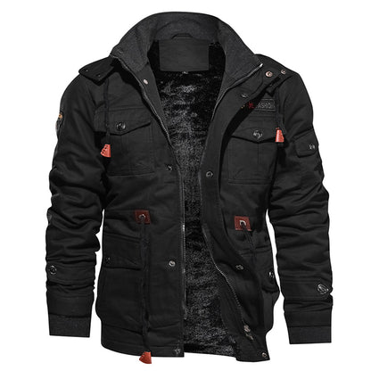 Men Winter Fleece Jacket Warm Hooded Coat Thermal Thick Outerwear Male Military Jacket