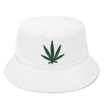 Women Fashion Maple Leaf Embroidery Cotton Bucket Hat