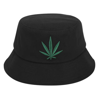 Women Fashion Maple Leaf Embroidery Cotton Bucket Hat