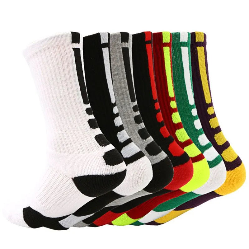 Color Blocking Design Men Thick Anti-Slip Sports Socks