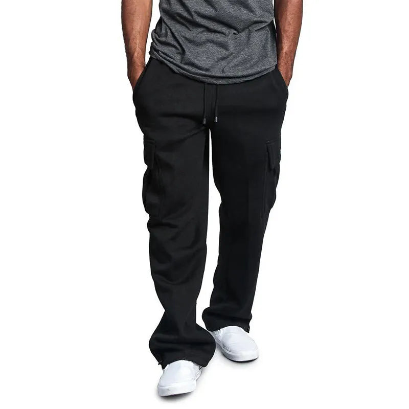 M-4XL Men Casual Pocket Elastic Waist Drawstring Sports Pants