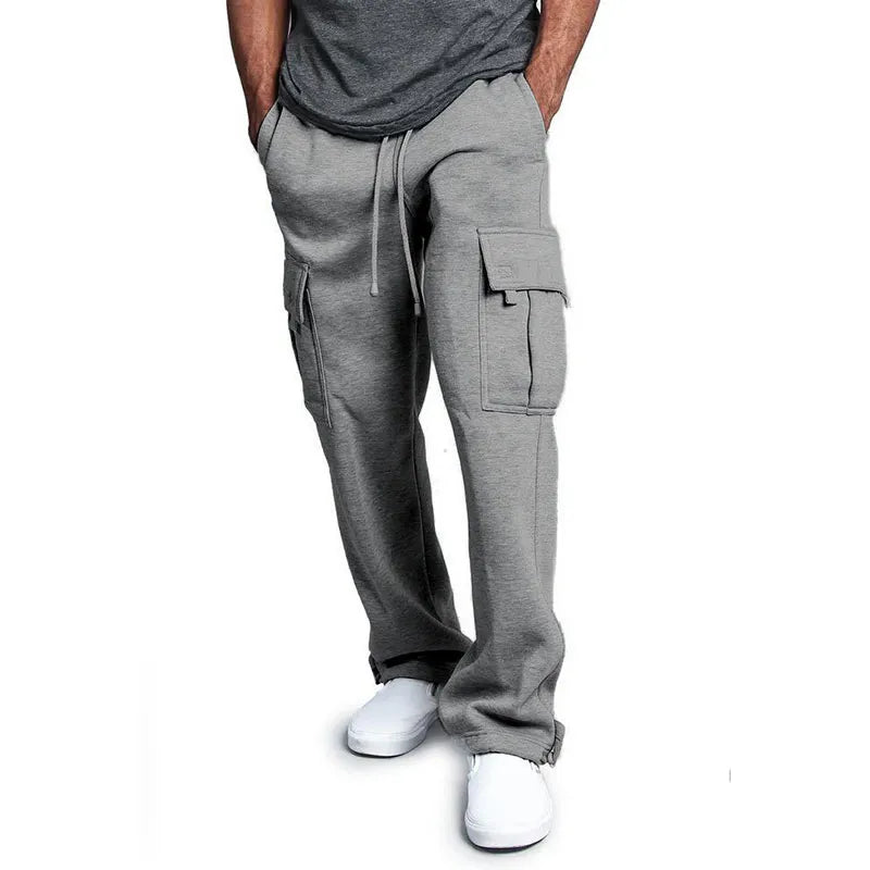 M-4XL Men Casual Pocket Elastic Waist Drawstring Sports Pants