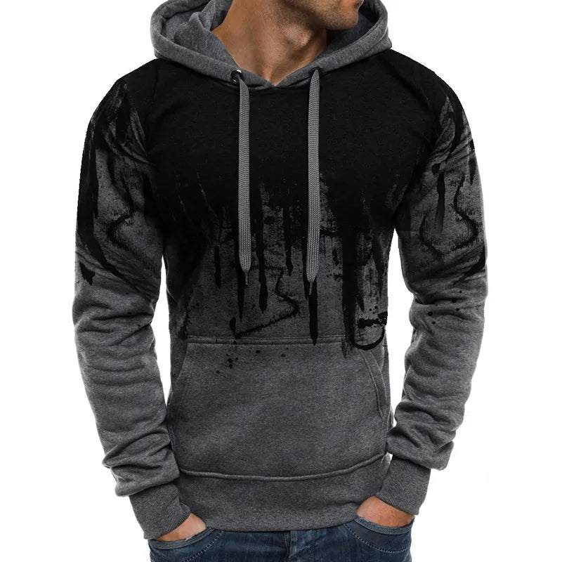 M-3XL Men Fashion Gradient Print Long Sleeve Hoodies