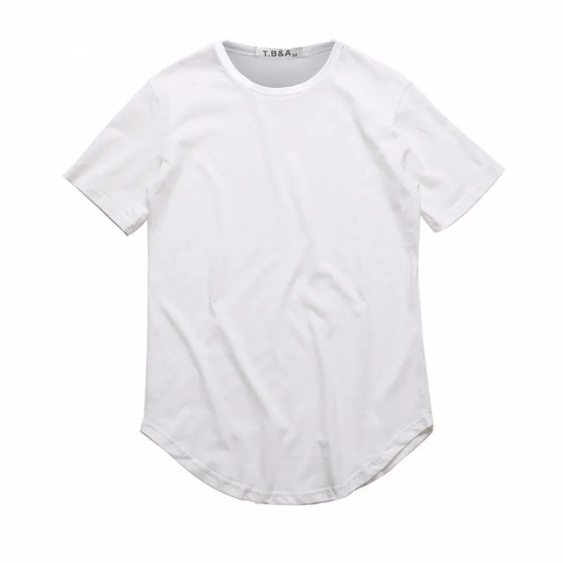 Men Fashion Solid Color Irregular Hem T-Shirt