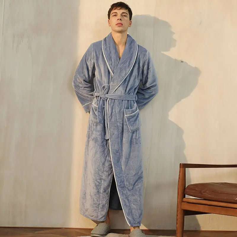 M-3XL Couples Solid Color Flannel Sleepwear