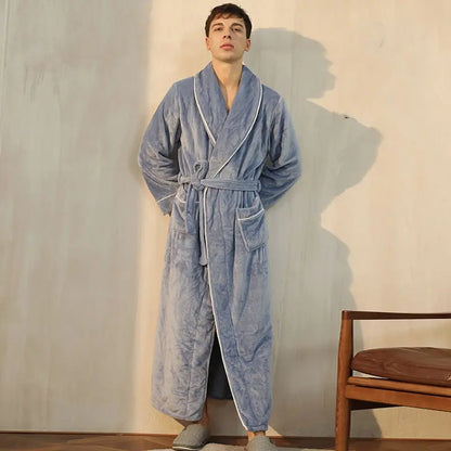 M-3XL Couples Solid Color Flannel Sleepwear