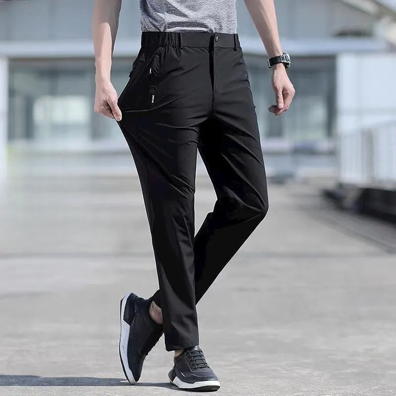 Men Casual Straight Quick-Drying Elastic Large Size Loose Trousers