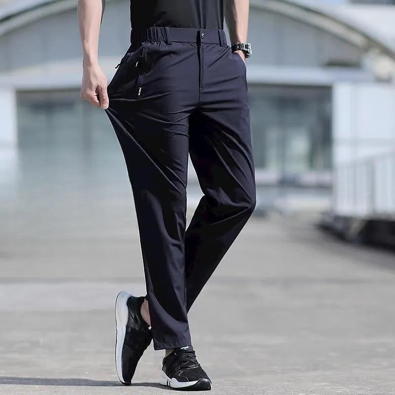 Men Casual Straight Quick-Drying Elastic Large Size Loose Trousers