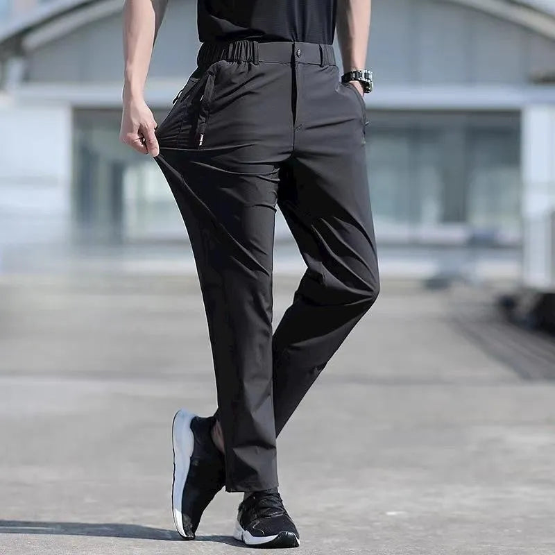 Men Casual Straight Quick-Drying Elastic Large Size Loose Trousers