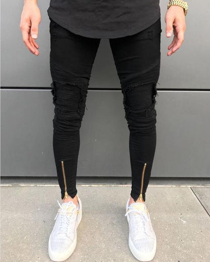 Ripped Zipper Jeans