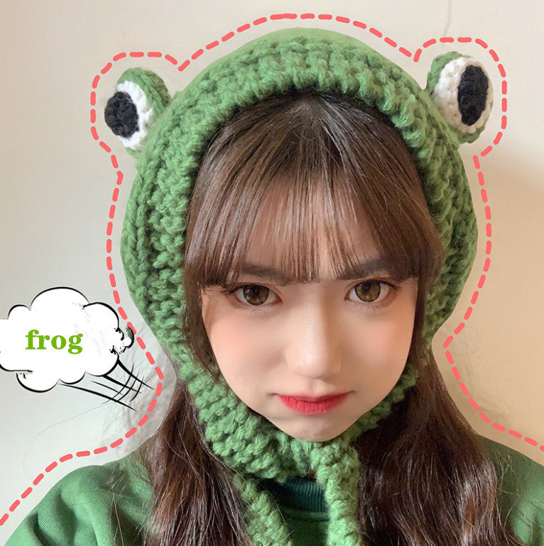 Big eyes frog woolen hat