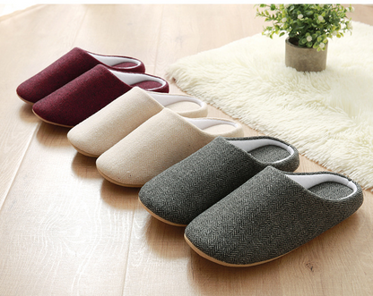 Men's Cotton Black autumn season Home Furnishing East indoor household warm slippers Muji soft bottom good anti-skid slippers