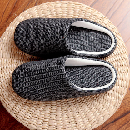 Men's Cotton Black autumn season Home Furnishing East indoor household warm slippers Muji soft bottom good anti-skid slippers