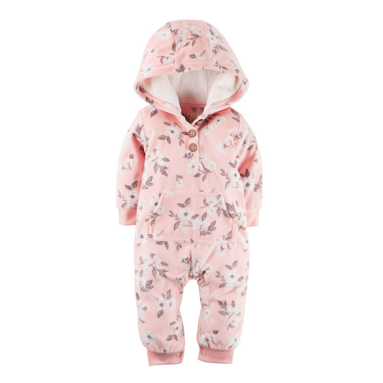 Long-sleeved fleece baby clothes romper