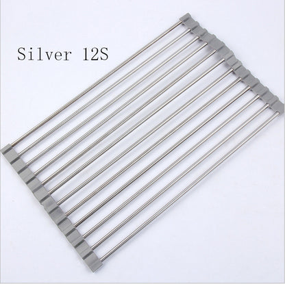 Folding Kitchen Drain Sink Rack Stainless Steel