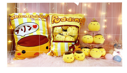 A Large Bag Of Snacks And Pillow Plush Toys