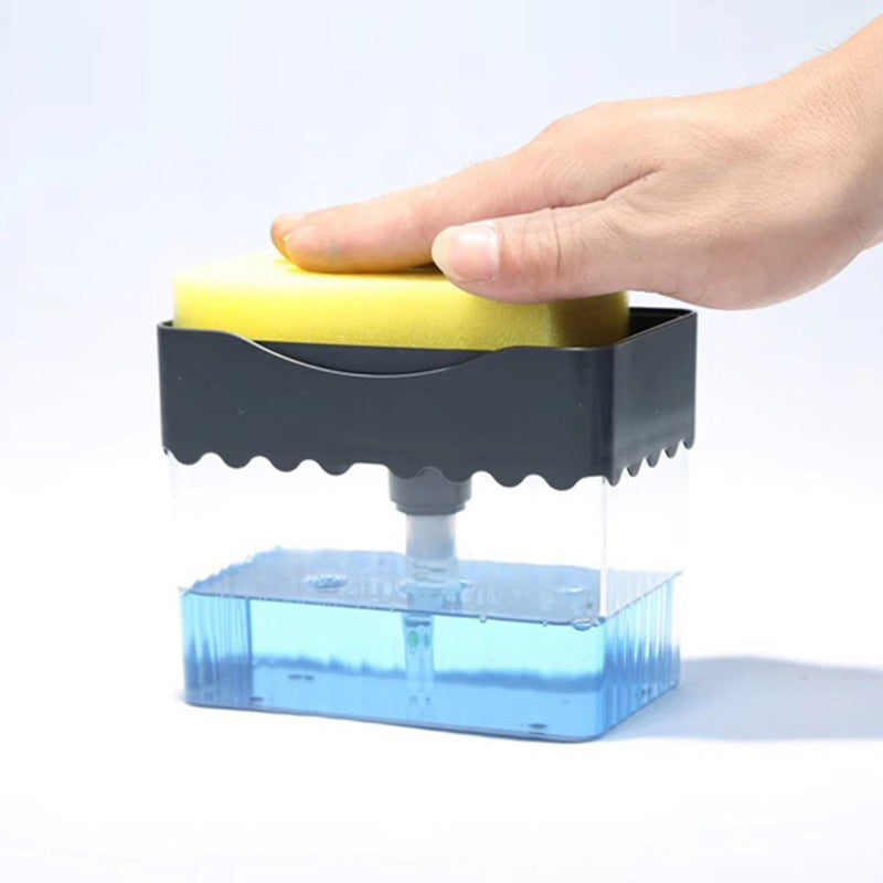 2-in-1 Soap Dispenser Sponge Caddy Push-type Liquid Box Detergent Automatic Dosing Box