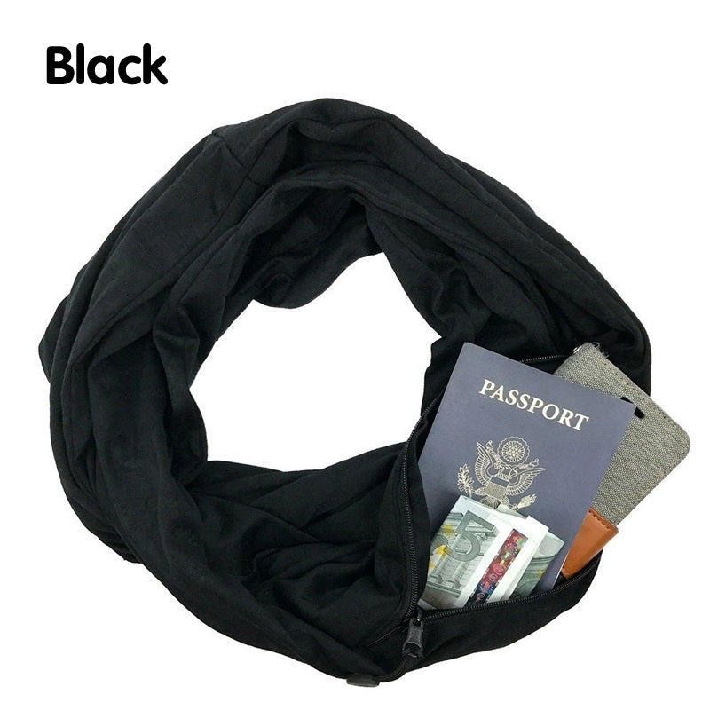 Multi-function Storage Zipper Scarf Multi-color Optional