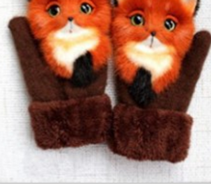 Cartoon Animal Autumn And Winter Warm Mittens