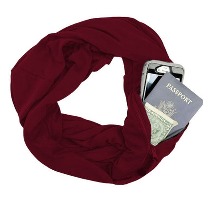 Multi-function Storage Zipper Scarf Multi-color Optional