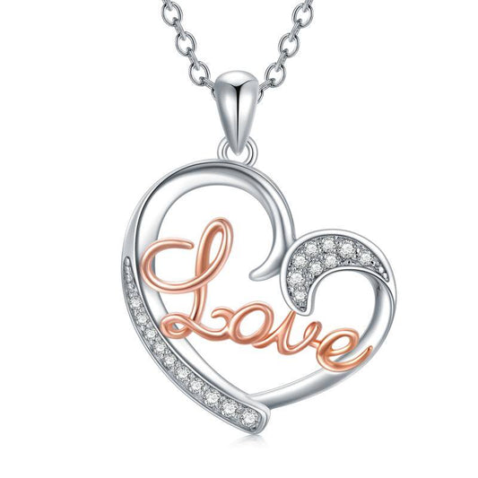 Silver Nature Diamond Heart Necklace for Women Girls