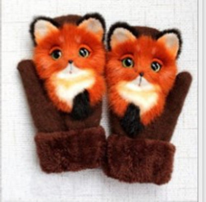 Cartoon Animal Autumn And Winter Warm Mittens