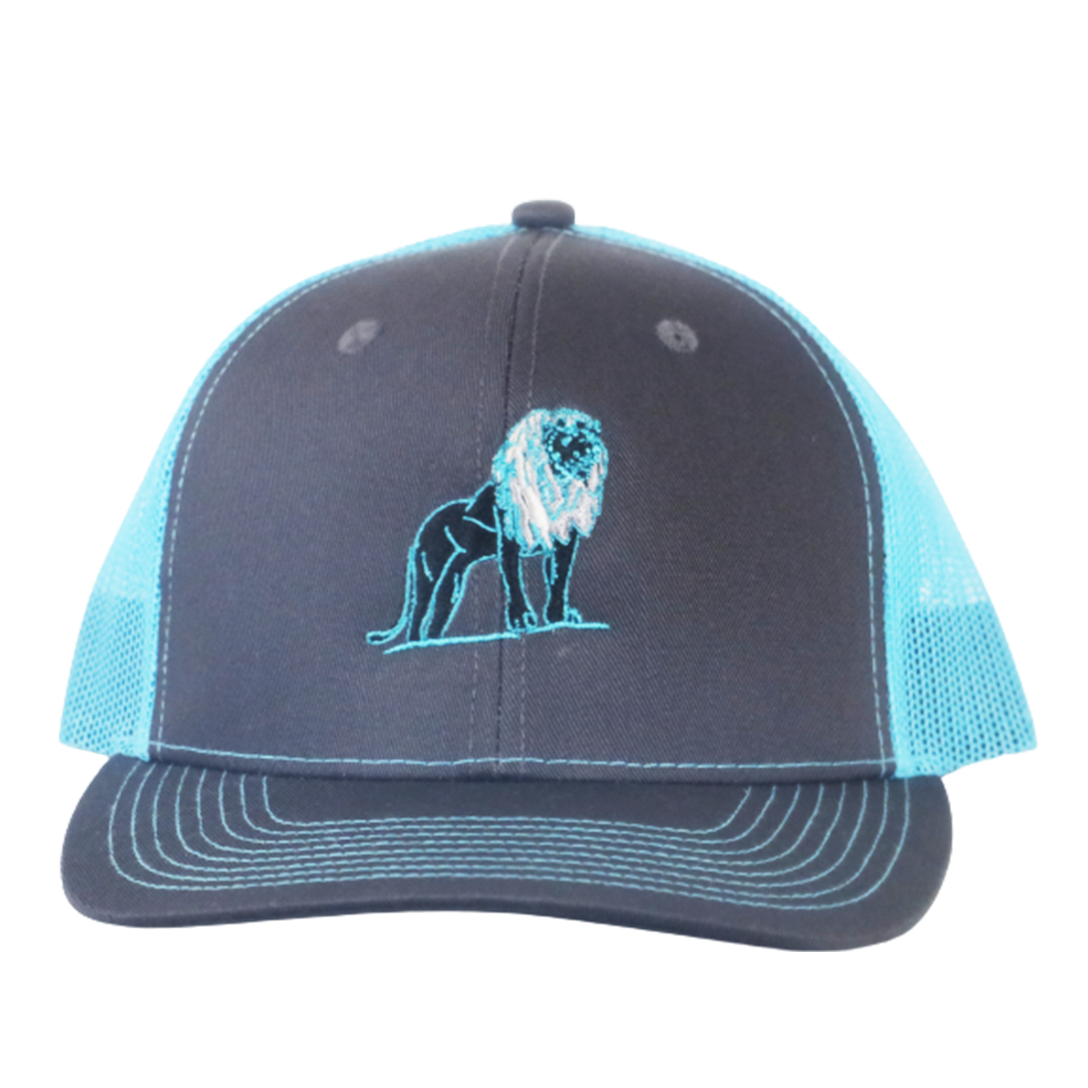 Coordinated Pro Style Trucker Hat Grey/Neon Blue